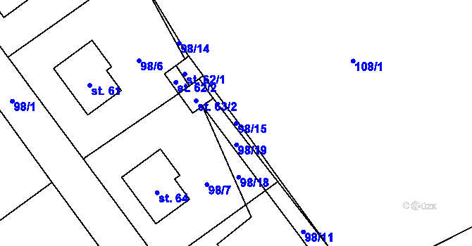 Parcela st. 98/15 v KÚ Březenský Dvůr, Katastrální mapa