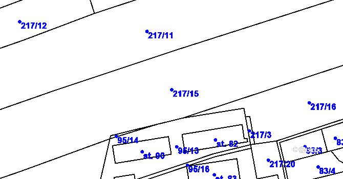 Parcela st. 217/15 v KÚ Březenský Dvůr, Katastrální mapa