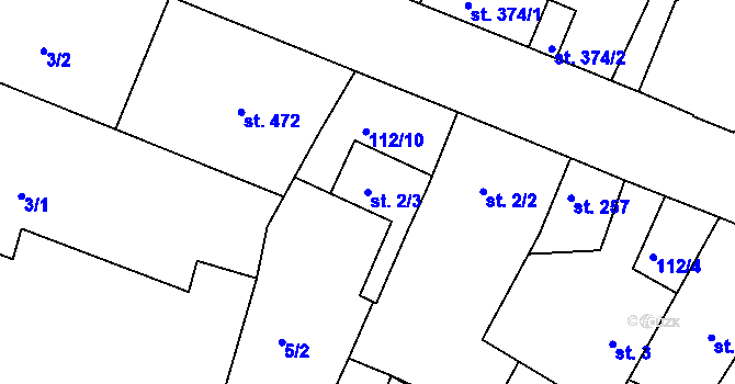 Parcela st. 2/3 v KÚ Staňkov-ves, Katastrální mapa