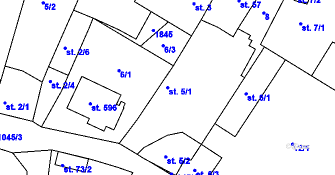 Parcela st. 5/1 v KÚ Staňkov-ves, Katastrální mapa