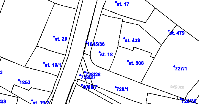 Parcela st. 18 v KÚ Staňkov-ves, Katastrální mapa
