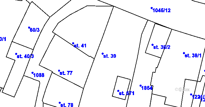 Parcela st. 39 v KÚ Staňkov-ves, Katastrální mapa