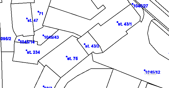 Parcela st. 43/2 v KÚ Staňkov-ves, Katastrální mapa