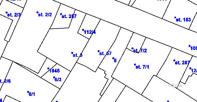Parcela st. 57 v KÚ Staňkov-ves, Katastrální mapa
