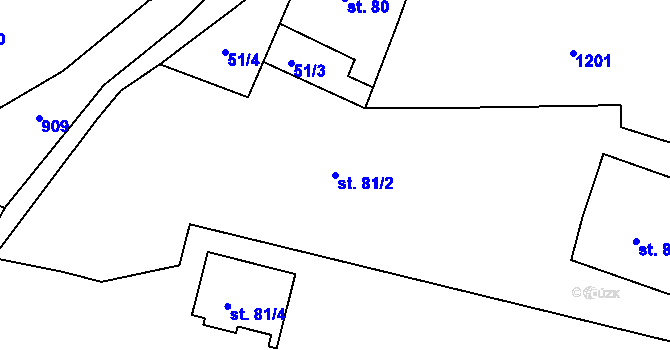Parcela st. 81/2 v KÚ Staňkov-ves, Katastrální mapa