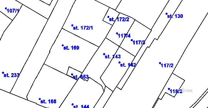 Parcela st. 143 v KÚ Staňkov-ves, Katastrální mapa