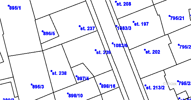 Parcela st. 239 v KÚ Staňkov-ves, Katastrální mapa