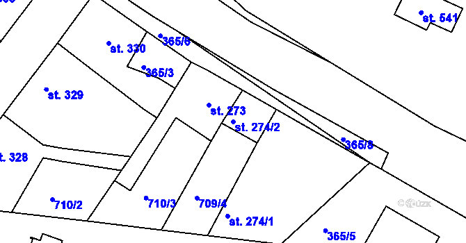 Parcela st. 274/2 v KÚ Staňkov-ves, Katastrální mapa