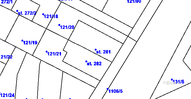 Parcela st. 281 v KÚ Staňkov-ves, Katastrální mapa