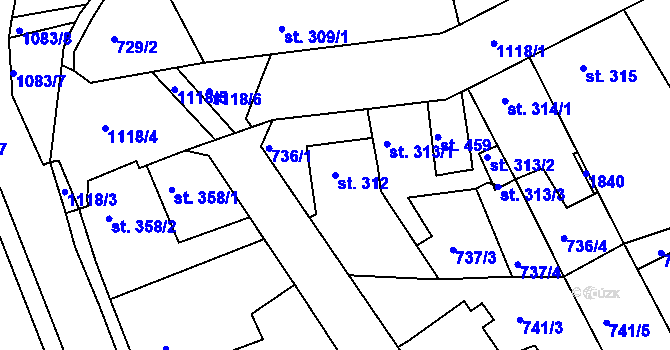 Parcela st. 312 v KÚ Staňkov-ves, Katastrální mapa