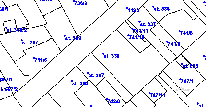 Parcela st. 338 v KÚ Staňkov-ves, Katastrální mapa