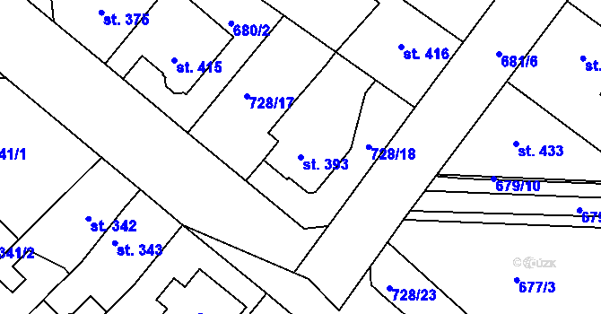 Parcela st. 393 v KÚ Staňkov-ves, Katastrální mapa