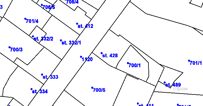 Parcela st. 428 v KÚ Staňkov-ves, Katastrální mapa