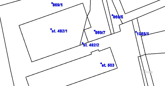 Parcela st. 482/2 v KÚ Staňkov-ves, Katastrální mapa