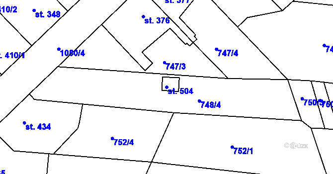 Parcela st. 504 v KÚ Staňkov-ves, Katastrální mapa