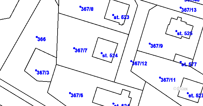 Parcela st. 524 v KÚ Staňkov-ves, Katastrální mapa
