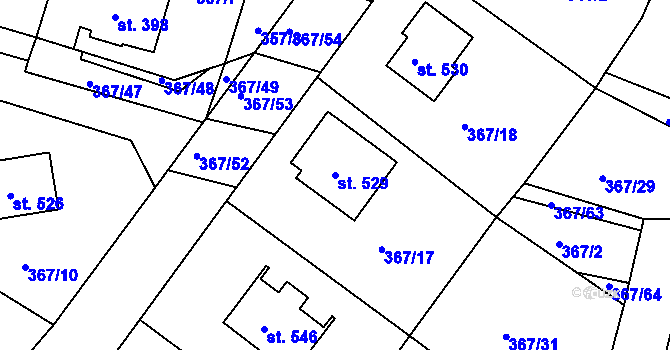 Parcela st. 529 v KÚ Staňkov-ves, Katastrální mapa