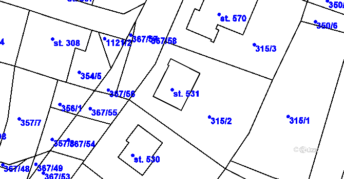 Parcela st. 531 v KÚ Staňkov-ves, Katastrální mapa