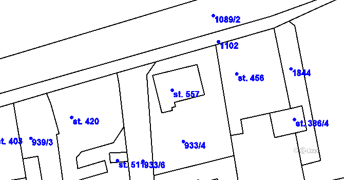 Parcela st. 557 v KÚ Staňkov-ves, Katastrální mapa
