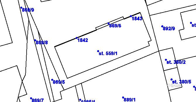 Parcela st. 559/1 v KÚ Staňkov-ves, Katastrální mapa