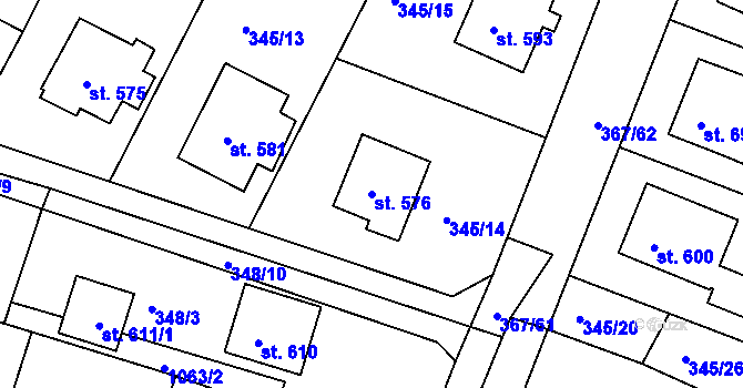 Parcela st. 576 v KÚ Staňkov-ves, Katastrální mapa