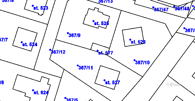 Parcela st. 577 v KÚ Staňkov-ves, Katastrální mapa