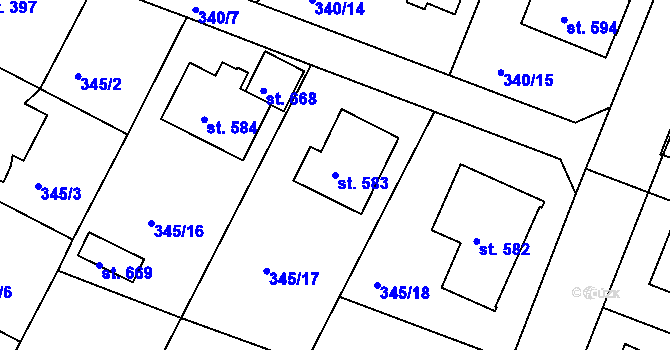 Parcela st. 583 v KÚ Staňkov-ves, Katastrální mapa