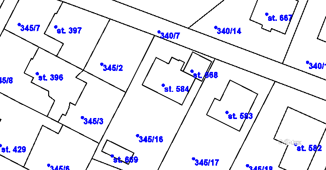Parcela st. 584 v KÚ Staňkov-ves, Katastrální mapa