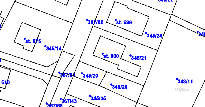 Parcela st. 600 v KÚ Staňkov-ves, Katastrální mapa