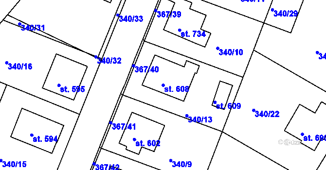 Parcela st. 608 v KÚ Staňkov-ves, Katastrální mapa