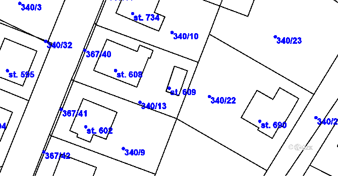 Parcela st. 609 v KÚ Staňkov-ves, Katastrální mapa