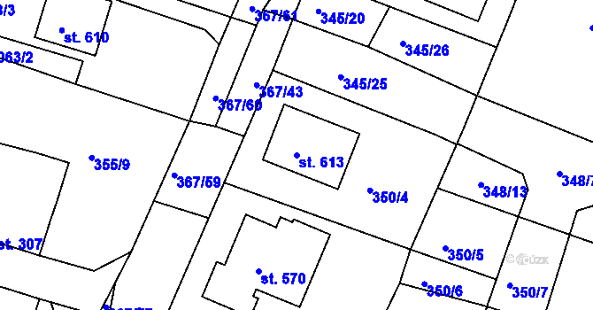 Parcela st. 613 v KÚ Staňkov-ves, Katastrální mapa