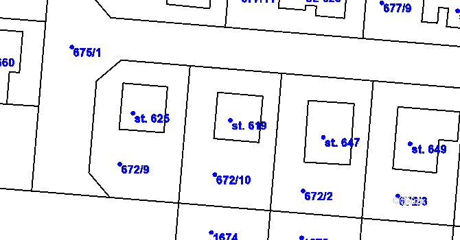 Parcela st. 619 v KÚ Staňkov-ves, Katastrální mapa