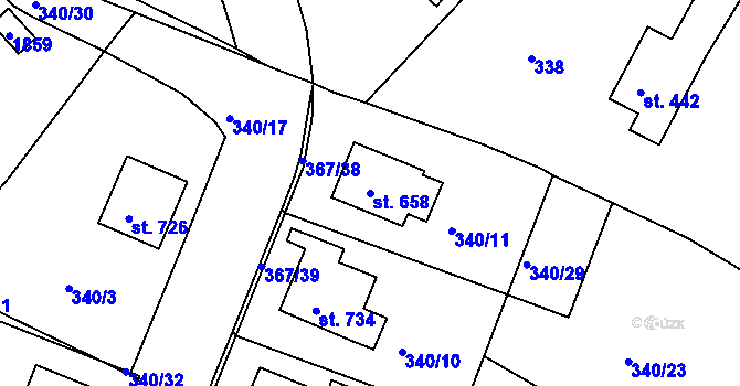 Parcela st. 658 v KÚ Staňkov-ves, Katastrální mapa