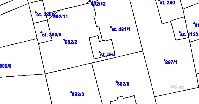 Parcela st. 663 v KÚ Staňkov-ves, Katastrální mapa