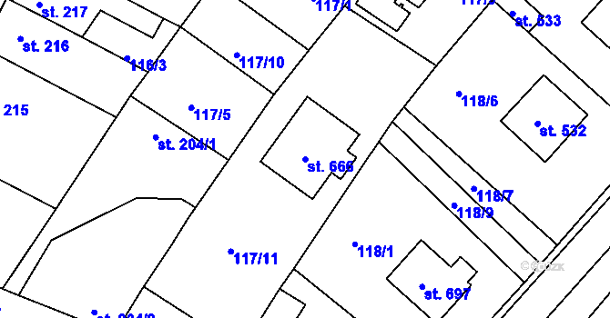 Parcela st. 666 v KÚ Staňkov-ves, Katastrální mapa