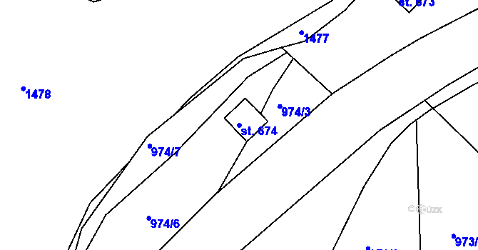 Parcela st. 674 v KÚ Staňkov-ves, Katastrální mapa