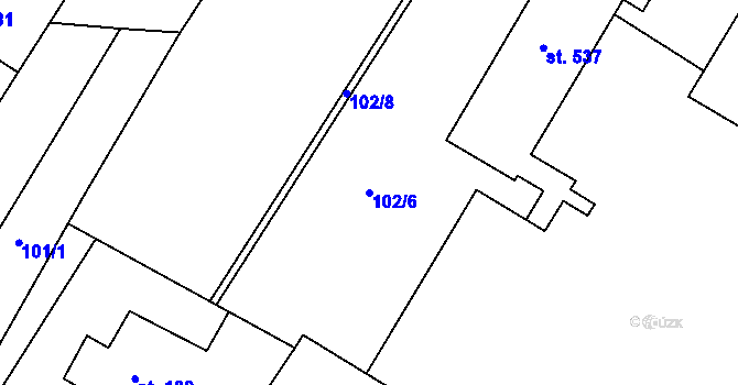 Parcela st. 102/6 v KÚ Staňkov-ves, Katastrální mapa