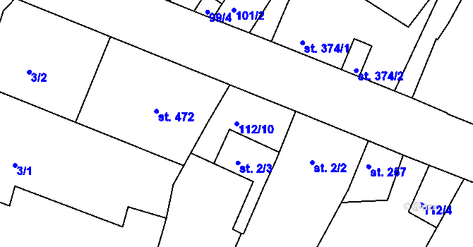 Parcela st. 112/10 v KÚ Staňkov-ves, Katastrální mapa