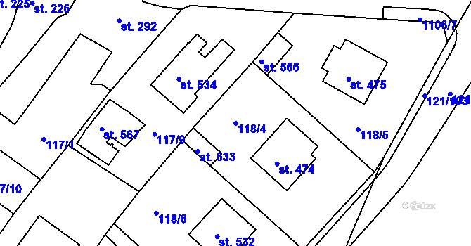 Parcela st. 118/4 v KÚ Staňkov-ves, Katastrální mapa