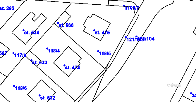 Parcela st. 118/5 v KÚ Staňkov-ves, Katastrální mapa