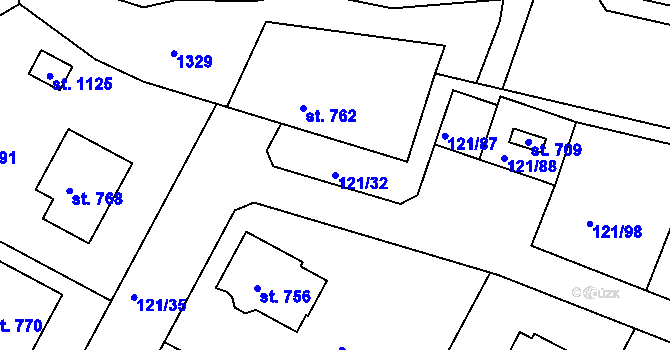 Parcela st. 121/32 v KÚ Staňkov-ves, Katastrální mapa