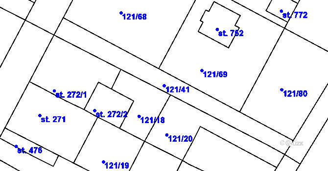 Parcela st. 121/41 v KÚ Staňkov-ves, Katastrální mapa
