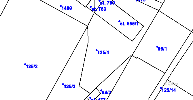 Parcela st. 125/4 v KÚ Staňkov-ves, Katastrální mapa