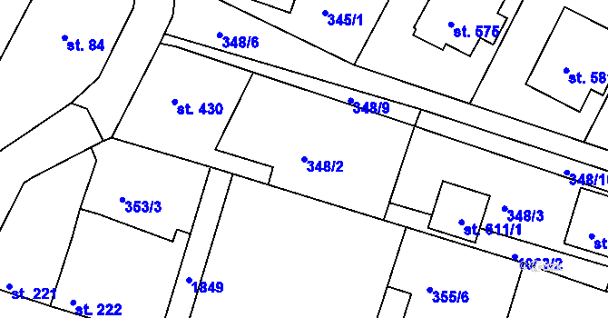 Parcela st. 348/2 v KÚ Staňkov-ves, Katastrální mapa