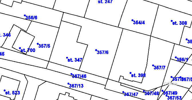 Parcela st. 357/6 v KÚ Staňkov-ves, Katastrální mapa