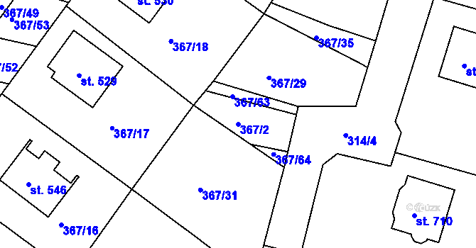 Parcela st. 367/2 v KÚ Staňkov-ves, Katastrální mapa