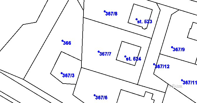 Parcela st. 367/7 v KÚ Staňkov-ves, Katastrální mapa