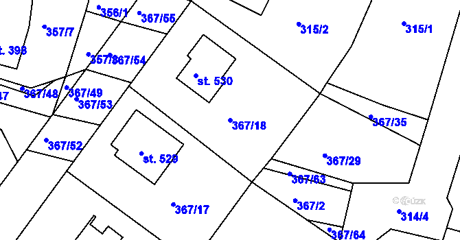 Parcela st. 367/18 v KÚ Staňkov-ves, Katastrální mapa