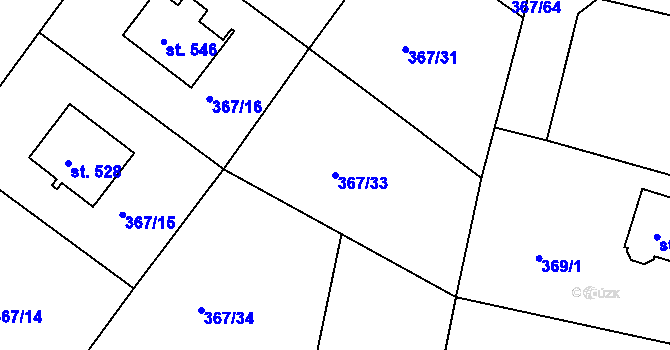 Parcela st. 367/33 v KÚ Staňkov-ves, Katastrální mapa